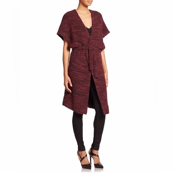 Alice + Olivia Sweaters - Alice + Olivia Kimono Sweater Wrap Color: Merlot, Size: S